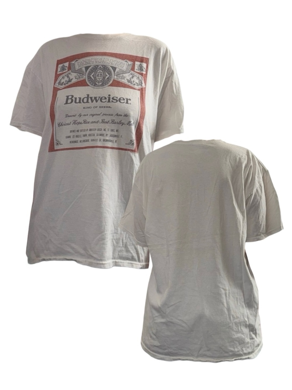 Junk Food Clothing White Tee with Red Graphic Label